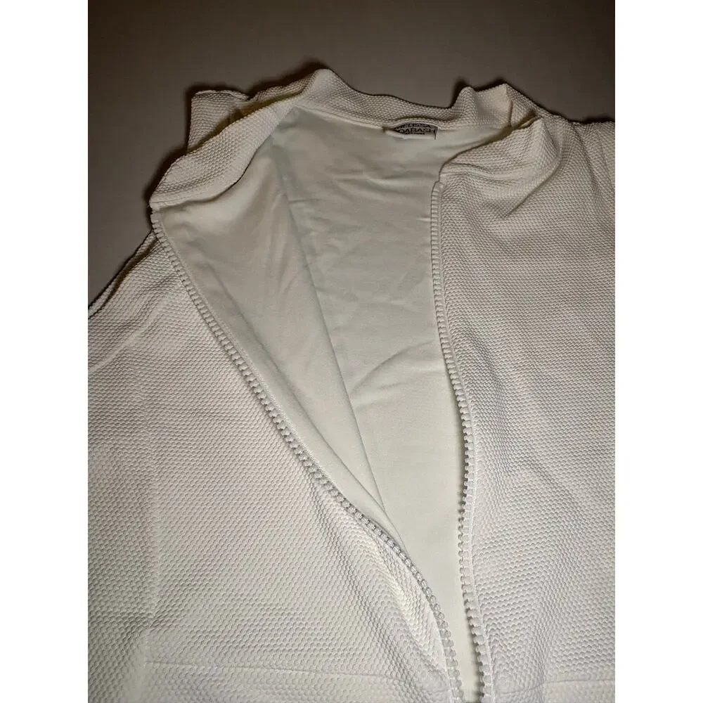 Melissa Odabash Sports Luxe White Textured Zip Front Swimsuit Rashguard US 10 - Picture 4 of 9